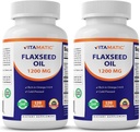 Vitamatic 2 Pack Linaseemneõli 1200mg 120 külmpressitud linaseemnest - 675 mg ALA Omega 3 rasvhappeid südame tervise parandamiseks