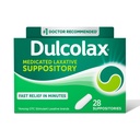 Dulcolax Stimulant Laxative Medicated Supositories, Predictable & Effective Constipation Relief, Bisacodyl 10 mg, 28 Count, Stimulant Laksatives