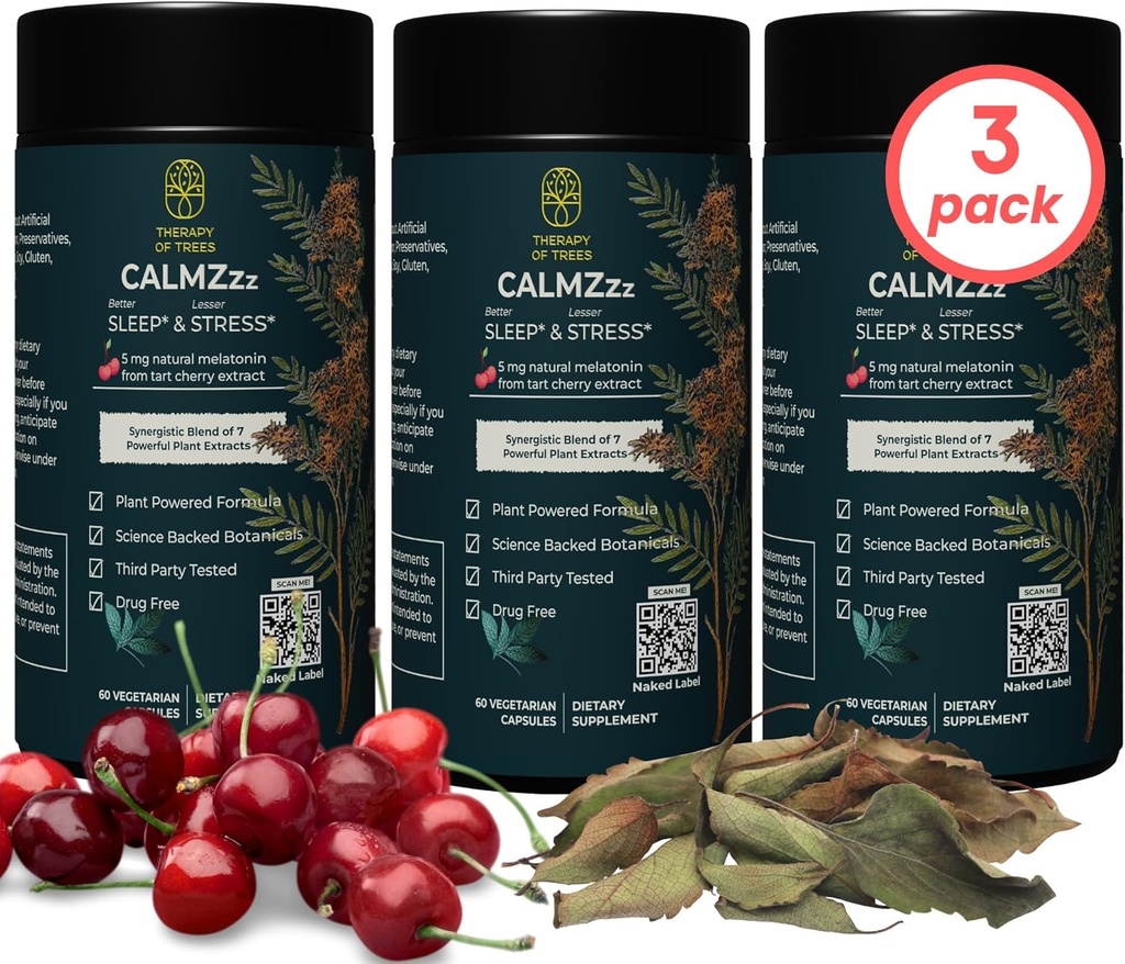 Täiustatud uneabi melatoniini ja 7 supertaimega | Mitte-Habit Forming, 100% Natural Sleep Supplement | Ainult taimed Midagi Muud, Natural Sleep Aids täiskasvanutele | Melatoniin 5mg (3. pakk)