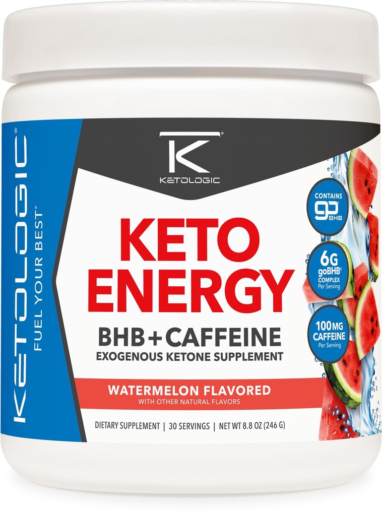 Ketologic KetoEnergy BHB (Watermelon) 30 Servings - BHB + kofeiin Eksogeenne ketoon Lisand