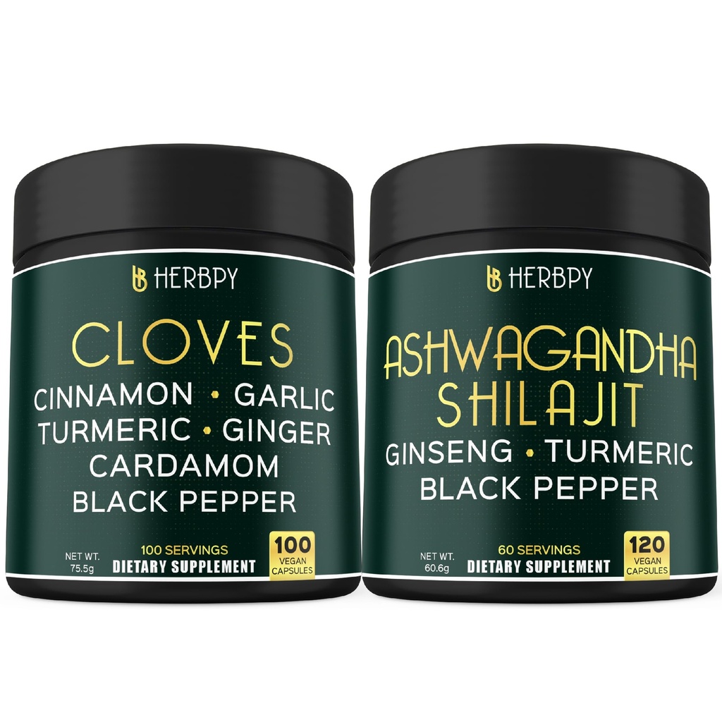 Bundle 7in1 Cloves Supplement ja 5in1 Ashwagandha Shilajit