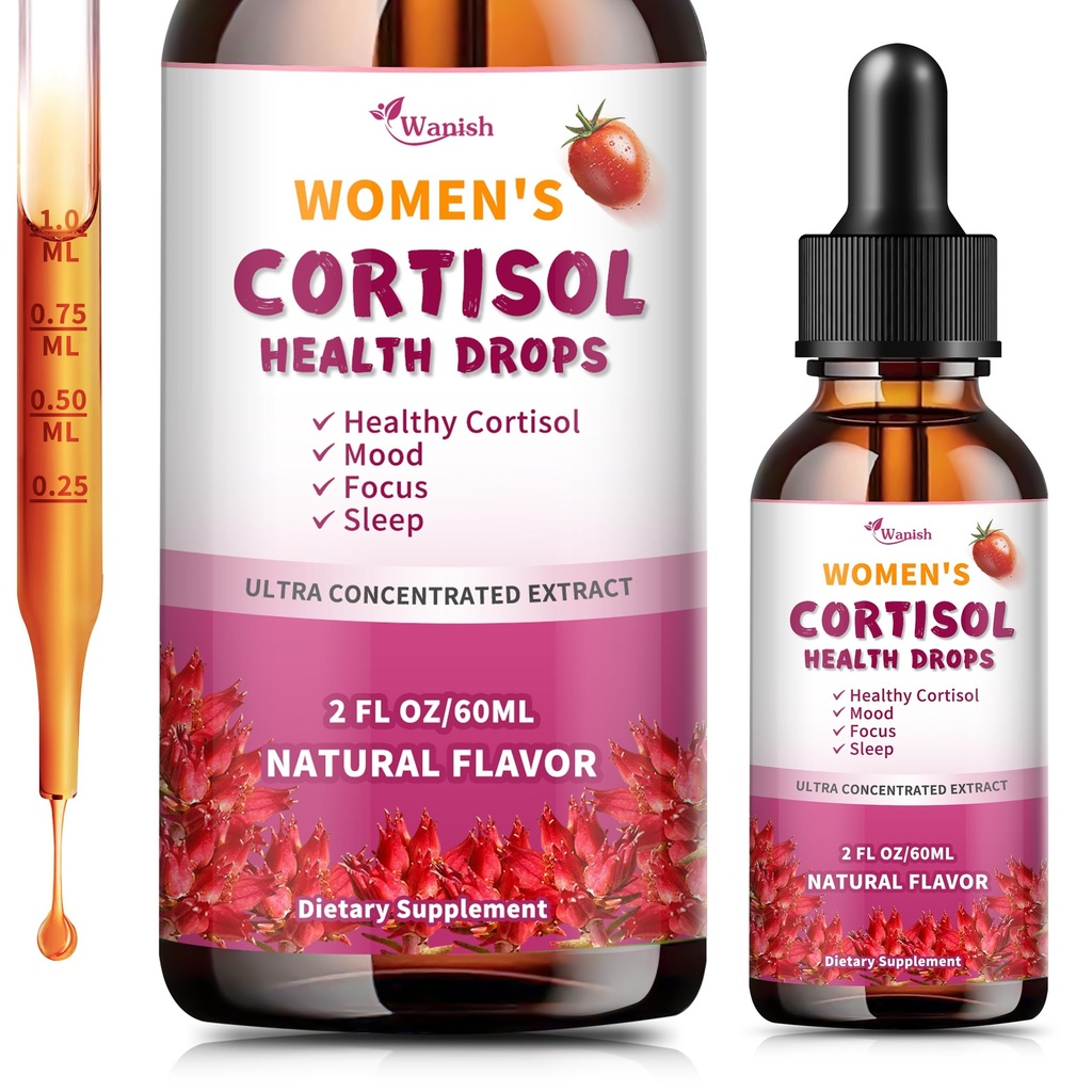 Cortisol Supplements for Women Liquid Drops, Natural Herbal Extract Complex for Women, Cortisol Reducer - Promote Relaxation and Support Mood - 30 Day Vegan Supply