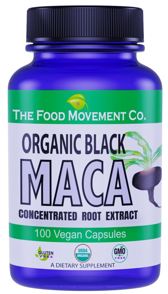 Black Maca 500mg 60 kapslit - orgaaniline, mitte-GMO, vegan, gluteenivaba-must Maca juurte täiendus kogu keha heaolule