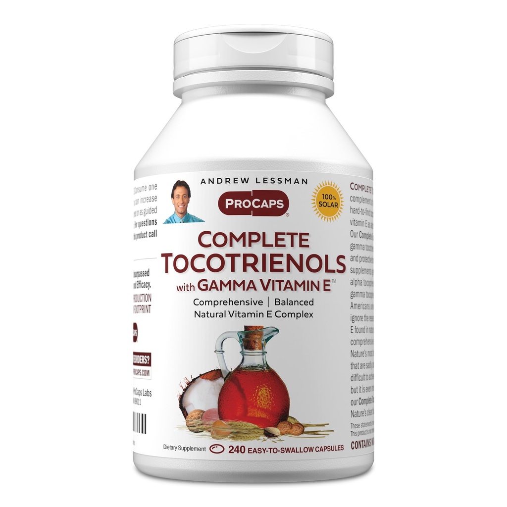 ANDREW LESSMAN täielik tokotrienoolid Gamma Vitamiin E 240 Softgels - kaheksa vormi E-vitamiini (Alfa, Beeta, Gamma, Delta Tokoferoolid ja Tokotrienoolid). Võimas antioksüdant. Ei mingeid lisaaineid