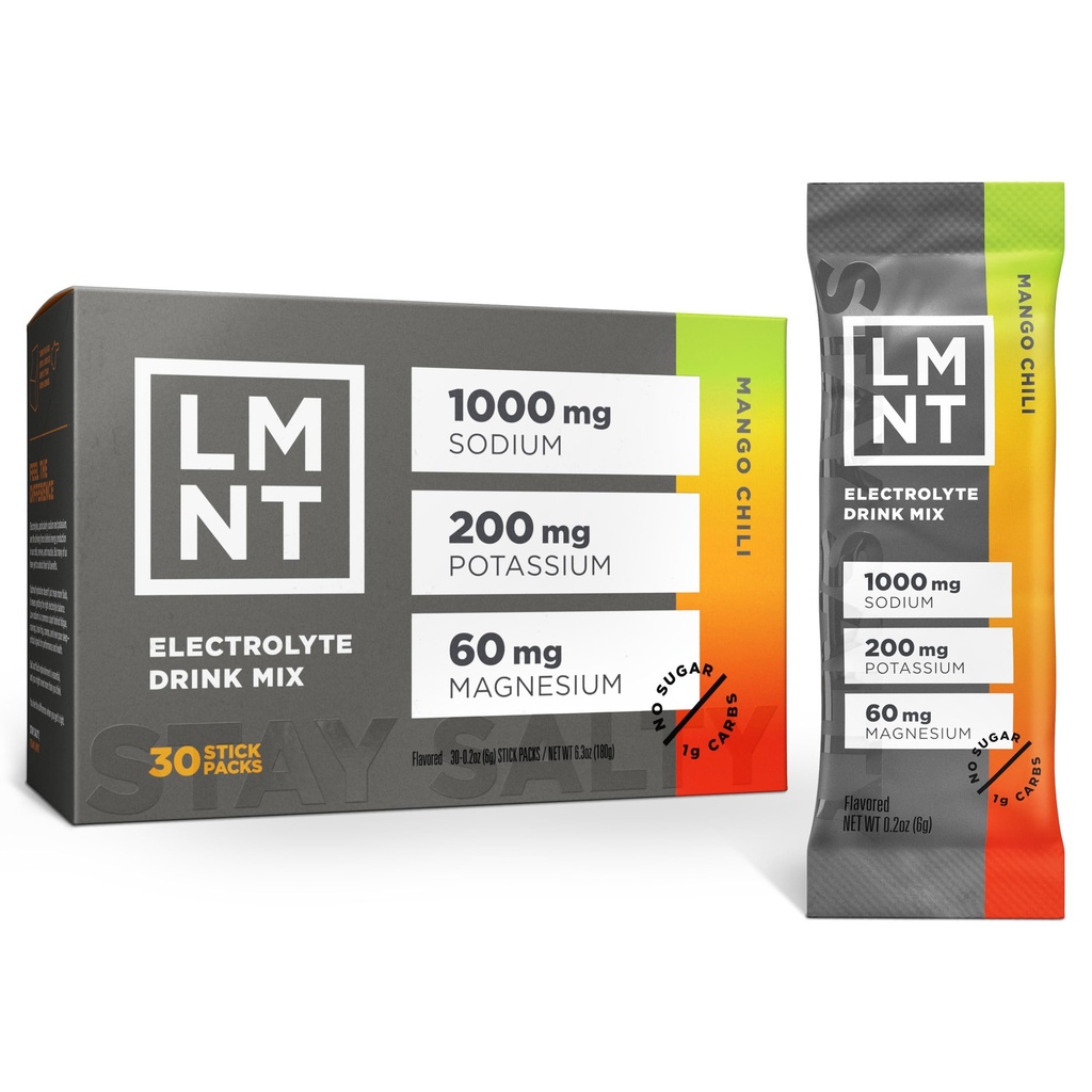 LMNT nullsuhkru elektrolüüdid - Mango tšilli sool | Joo segu | 30 loend