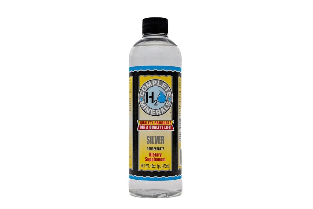 Täielik H2O Mineraalid Super Silver 100 ppm Kontsentreeritud Angstrom Biosaadav Ioonne Hõbevesi - Tugevus 16 fl. oz.