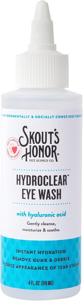 SKOUT'S HONOR HydroClear Eye Pese hüaluroonhappega, 4oz pudel - Mitte-meditsiin, igapäevane silmahooldus koertele ja kassidele