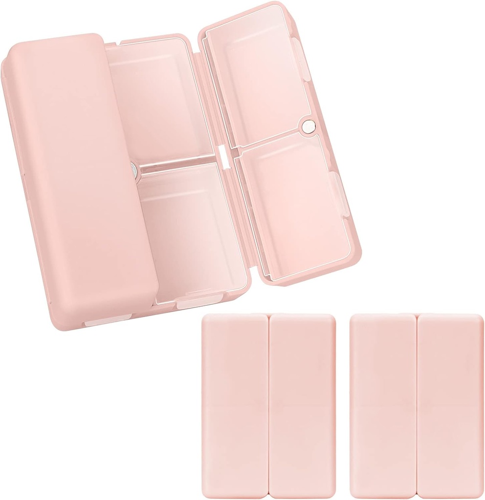 FYY Daily Pill Korraldaja, 2 Tk 7 Kompartments Portable Pill Case Travel Pill Korraldaja, [Folding Design] Pill Box Purse Pocket hoida vitamiine, tursamaksaõli, täiendused ja ravim-Pink
