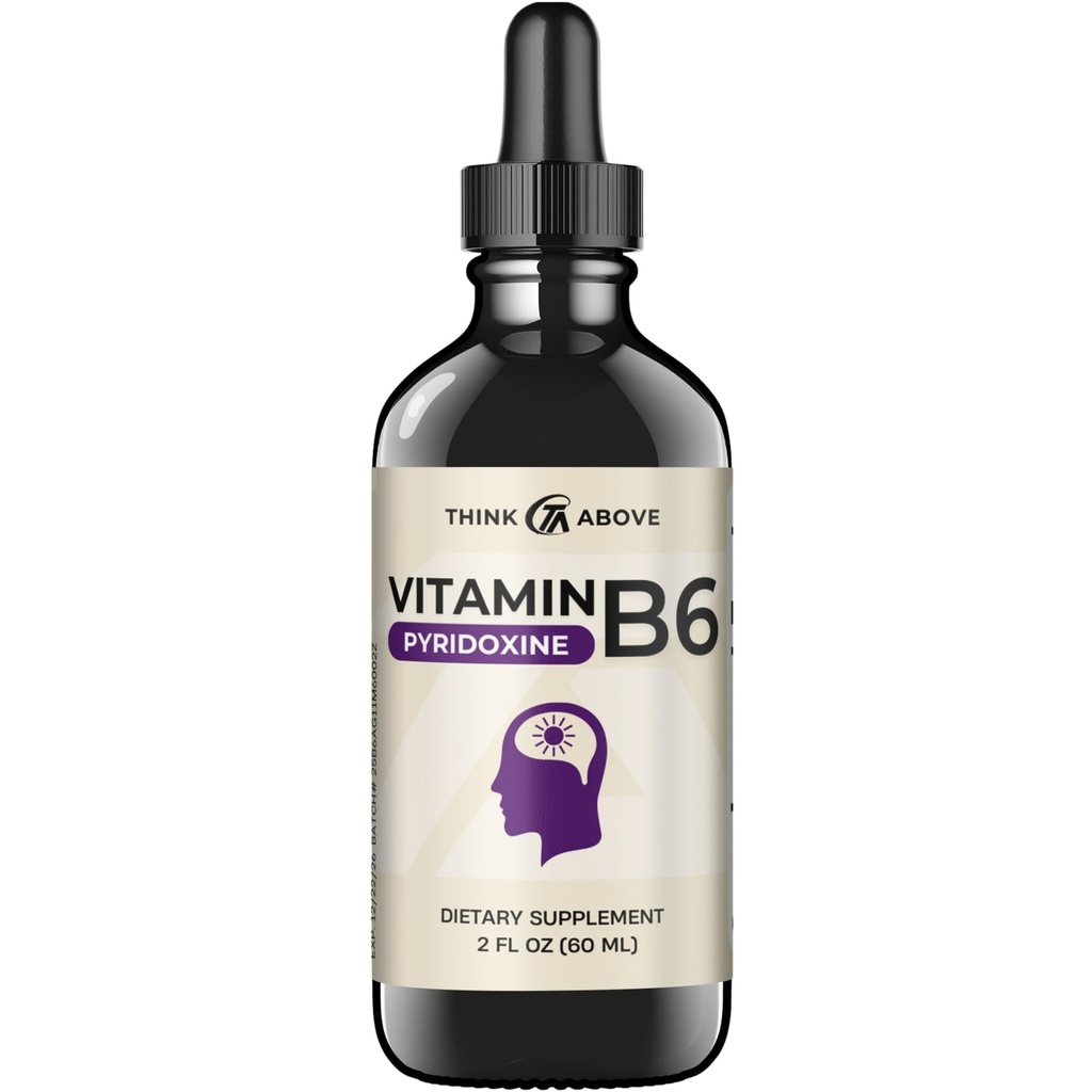 Vitamiin B6 Vedelad tilgad - püridoksiin hcl - kiire imendumine - ajufunktsiooni toetamine, immuunsüsteem, närvisüsteem ja meeleolu - 17 mg 1000% DV - täiteainevaba - 30 päeva pakkumine - (2 oz) täiskasvanutele