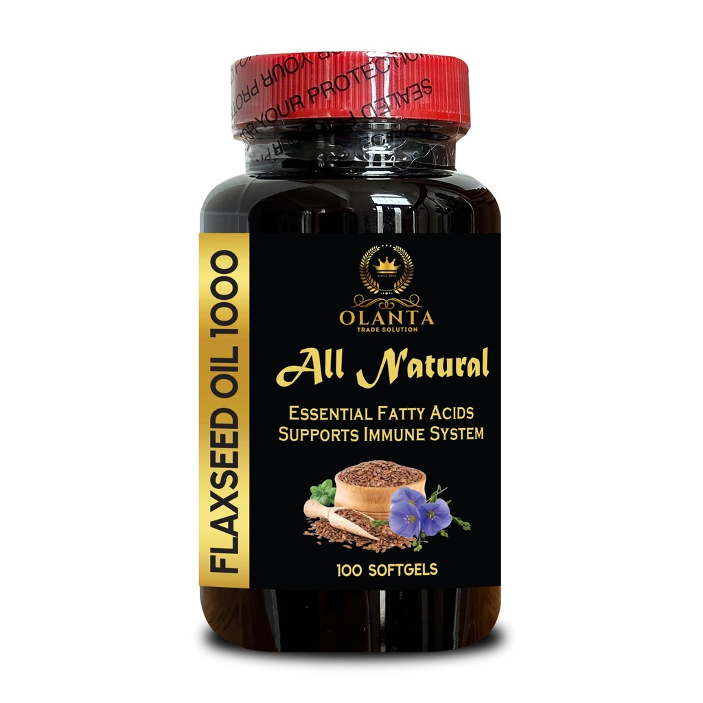 Flaxseed Oil Softgels 1000mg - Non-GMO Cold-Pressed Formula - Natural Omega-3, Omega-6, & Omega-9 Support - Plant-Based Wellness - 1 Bottle 100 Softgels