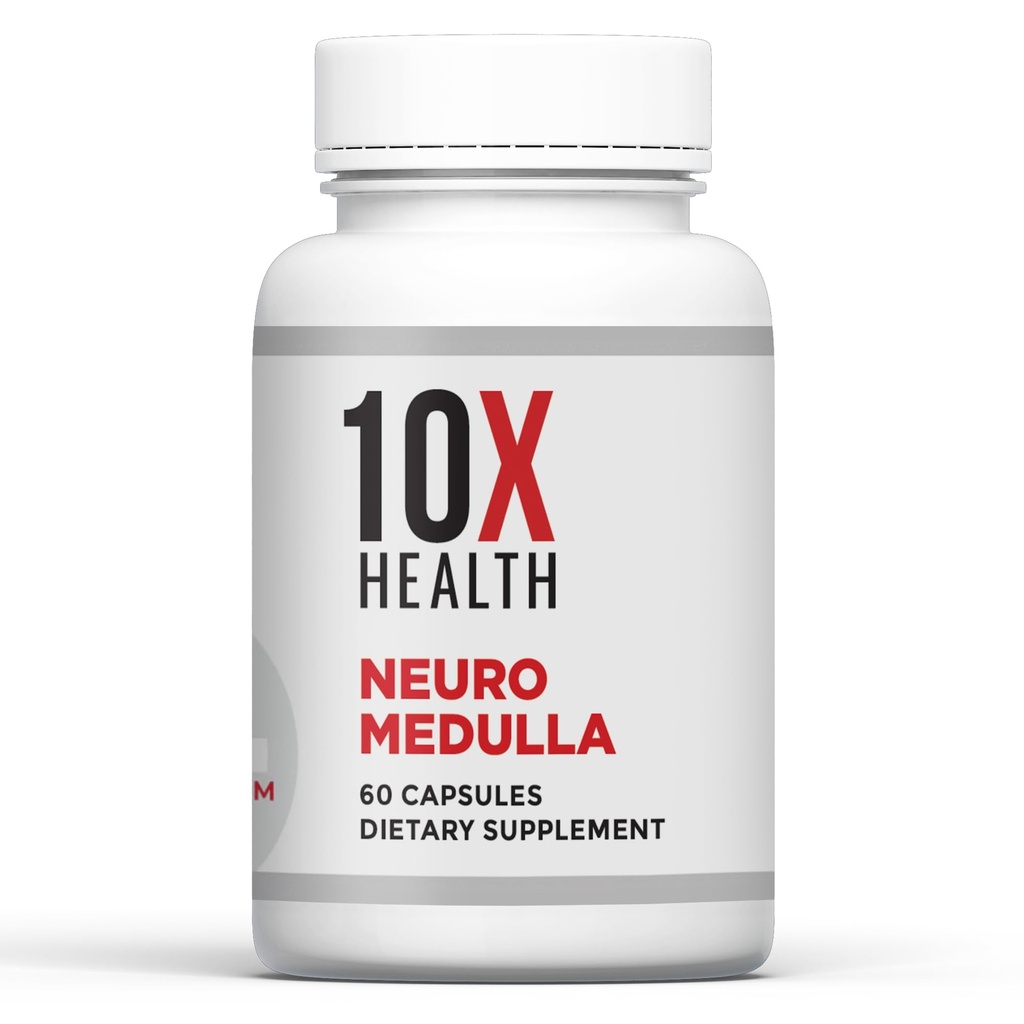 10X Tervislik Neuro Medulla Aju Täiendus - Nootroopika Aju Toetus Täiendus Aju, Mälu ja Fookuse - Mälu Toidulisandid Vitamiin B1 & B3, Tsink, Ginkgo Biloba & More - 60 Kapslit