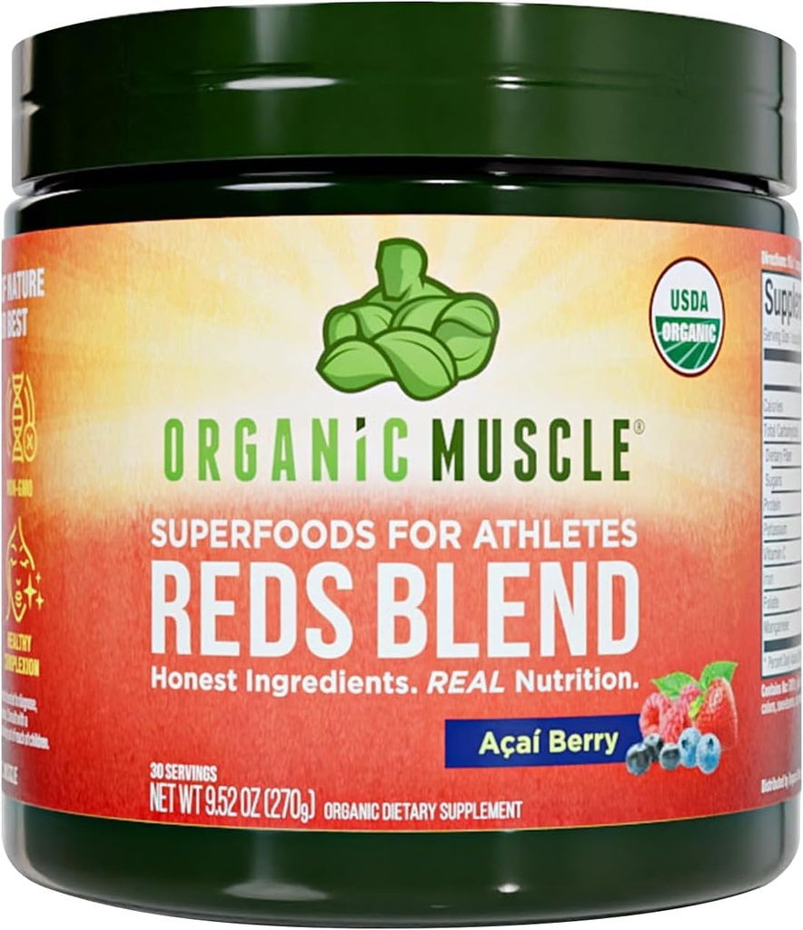 Orgaaniline lihaspunane pulber | Kofeiinivaba energia ja südametoetus | Pre-workout koos peedi juure, acai, granaatõuna ja antioksüdantidega | Mitte-GMO, vegan, 30 serveerimist