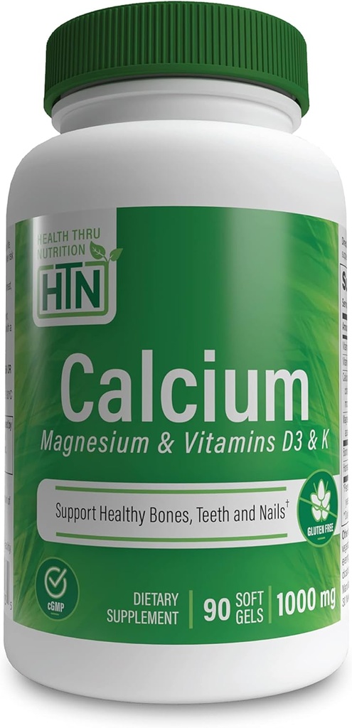 Tervis Thru Toitumine Kaltsium 1000mg ja magneesium 400mg vitamiin D3 & K (90 Softgels)