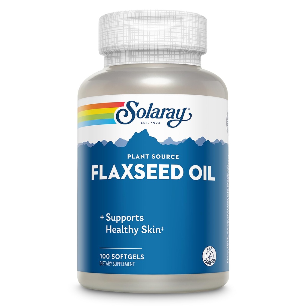 SOLARAY linaseemneõli 3000 mg koos Omega 3 6 9, linaseemne softgels naha tervise, Triple Omega Supplement, Non-GMO, Gluteenivaba, Lab verifitseeritud - 60-päevane garantii - 33 Servings, 100 Softgels