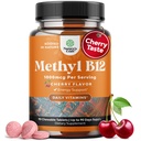 Näritav Vitamiin B12 1000 mcg - Metüülitud B12 Vegan Vitamiin aju toetamiseks Looduslik energia - Luu tervis Silmahooldus ja meeleolu Boost juuste naha ja küünte Halal Vitamiinid