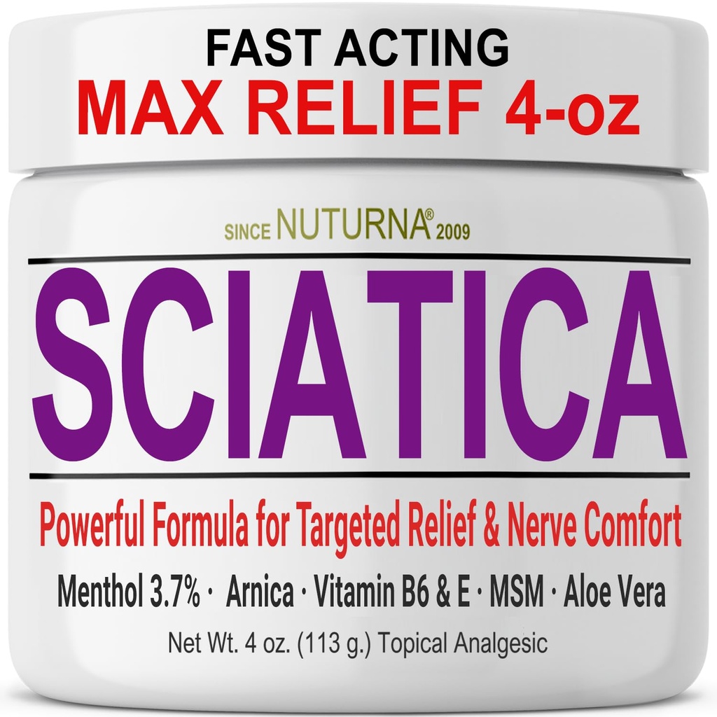 Sciatica närvikreem - jalgade, käte, jalgade, varvaste, selja maksimaalne tugevus - looduslik ultratugevus Arnica, MSM, mentool, rahustav mugavus, suur 4 Oz