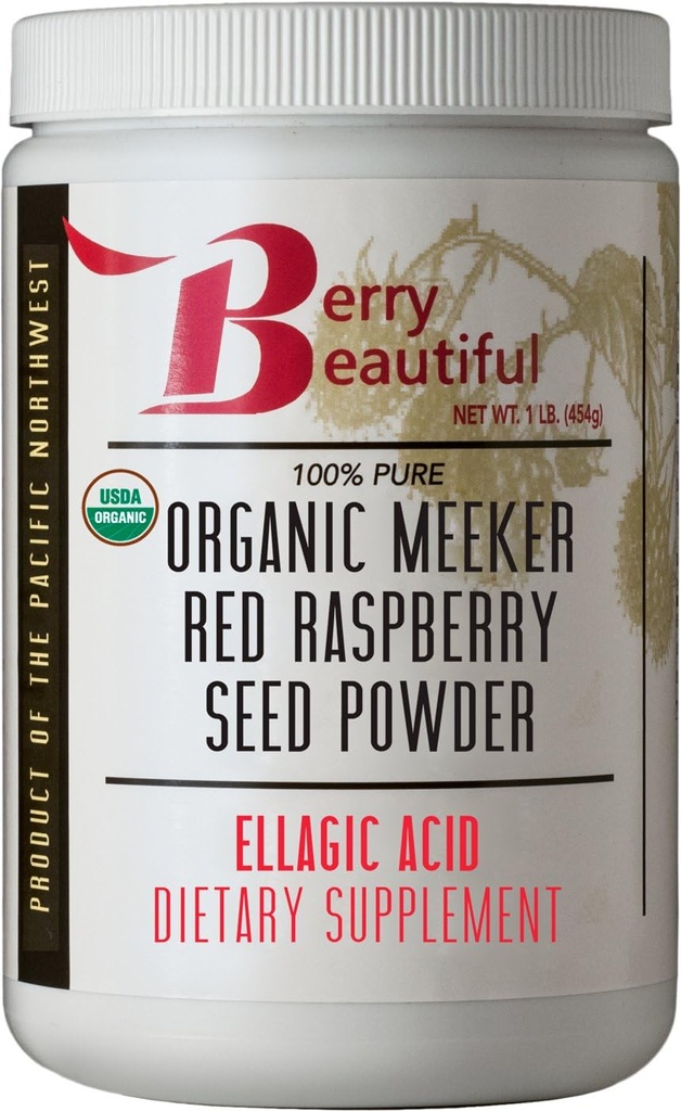 Berry Beautiful Organic Meeker Red Vaarika Seed Powder (Ellagic Acid, Fiber) - 1 lb (454 g) - Külmpressitud USA-s kasvatatud vaarikad