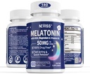 Melatoniin 50 mg täiskasvanutele - ekstra tugevus 9-in-1 kiire lahustamine sublingvaalne - w/vitamiin D3 & MSM, lõõgastav taimesegu- ashwagandha, sidrunipalsam, passioonlill, hamomiil, suhkruvaba, vegan 180 Servings