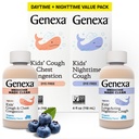 Genexa Kids' Clean Day & Night Cough Medicine, värvivaba, 0% kunstlikud lisandid, laste köha, rindkere ummistused, runny nina ja aevastamise leevendus, vanuses 6+, orgaaniline mustikamaitse, 8 fl oz (2 Pack)