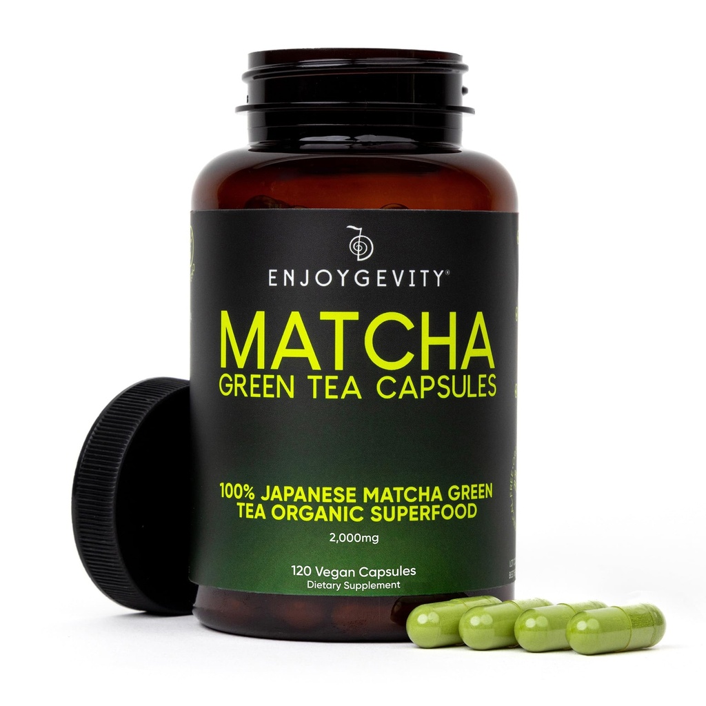 Orgaaniline Matcha Green Tee kapslid - Natural Energy Boost - Puhas Gradual Kofeiin - Jaapani Matcha Green Tee pillid - 100% looduslik antioksüdant - rahustav ja lõõgastav - 120 päevakapslid - 2000 / mg