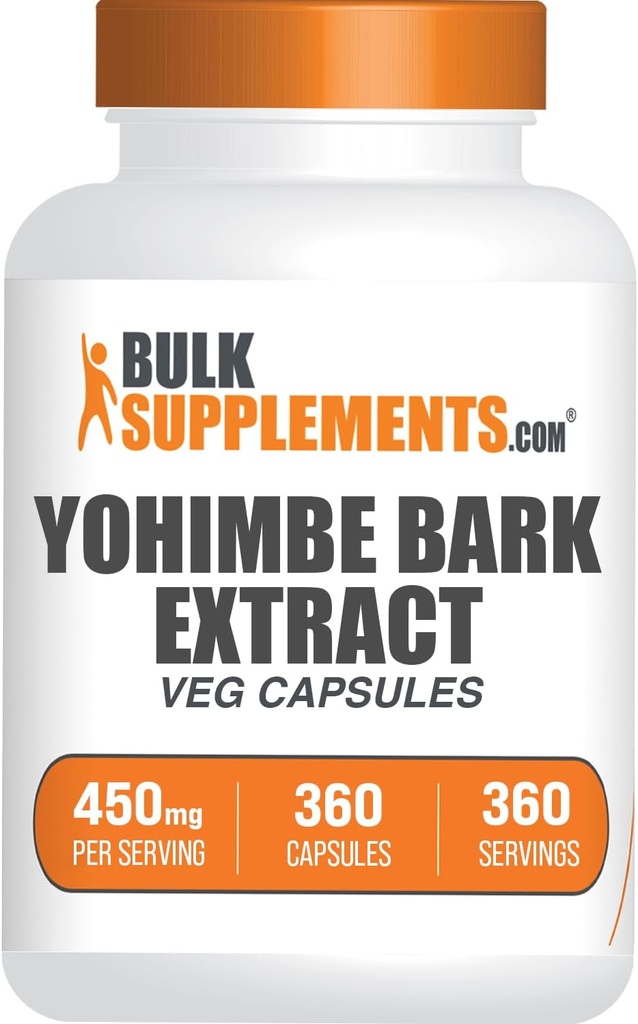BulkSupplements.com Yohimbe ekstrakti kapslid - Yohimbe koore ekstrakt, Yohimbe toidulisandid, taimsed toidulisandid - gluteenivaba, 1 Veg kapslit serveerimise kohta, 360 kapslit (pakk 1)