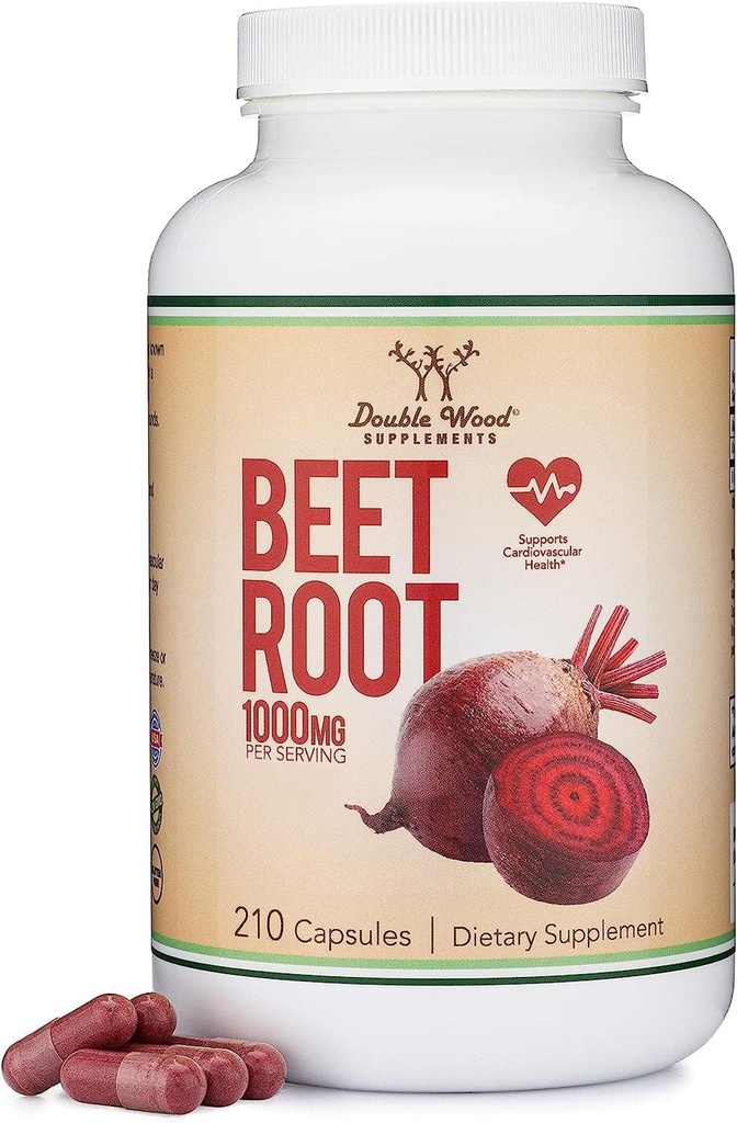 Beet Root Powder Kapslid (Organic ja Vegan) (210 Count, 1000mg per Serving) - Super Toit peedi kõrge nitraadiga üldiseks tervisetoetuseks kahekordse puiduga