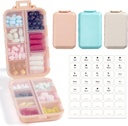 3 Pack, 14 GRIDS Travel Pill Organizer Box koos etikettidega - Travel Medicine Case Kit - Tasku Daily Pharmacy Container - Travel Medic Holder for Fish Oil Vitamin Supplement Storage