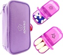 Pill Organizer 2 korda päevas, suur AM / PM iganädalane pillikarp 7 päeva pillikarp koos kirjutatavate etikettidega ja eraelu puutumatuse kaitse Valgus-Purple Zipper kott hoida toidulisandeid, vitamiine ja kalaõli