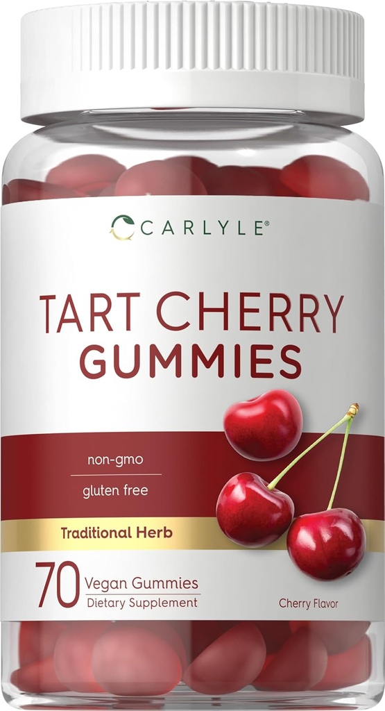 Carlyle Tart Cherry Gummies | 2000mg | 70 Count | Cherry Flavor | Vegan, Non-GMO ja Gluteenivaba valem
