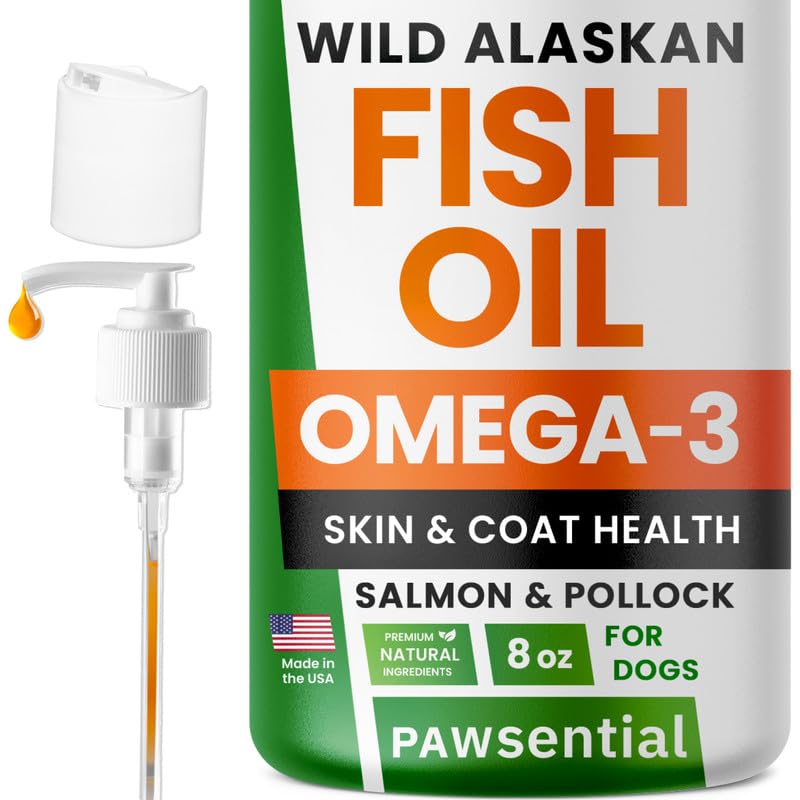 Fish Oil for Dogs & Cats - Natural Omega-3 - Skin & Coat Support - Liquid Food Supplement for Pets - Natural EPA + DHA Fatty Acids for Joint Function, Immune & Heart Health - 8 (fl oz) Pollock
