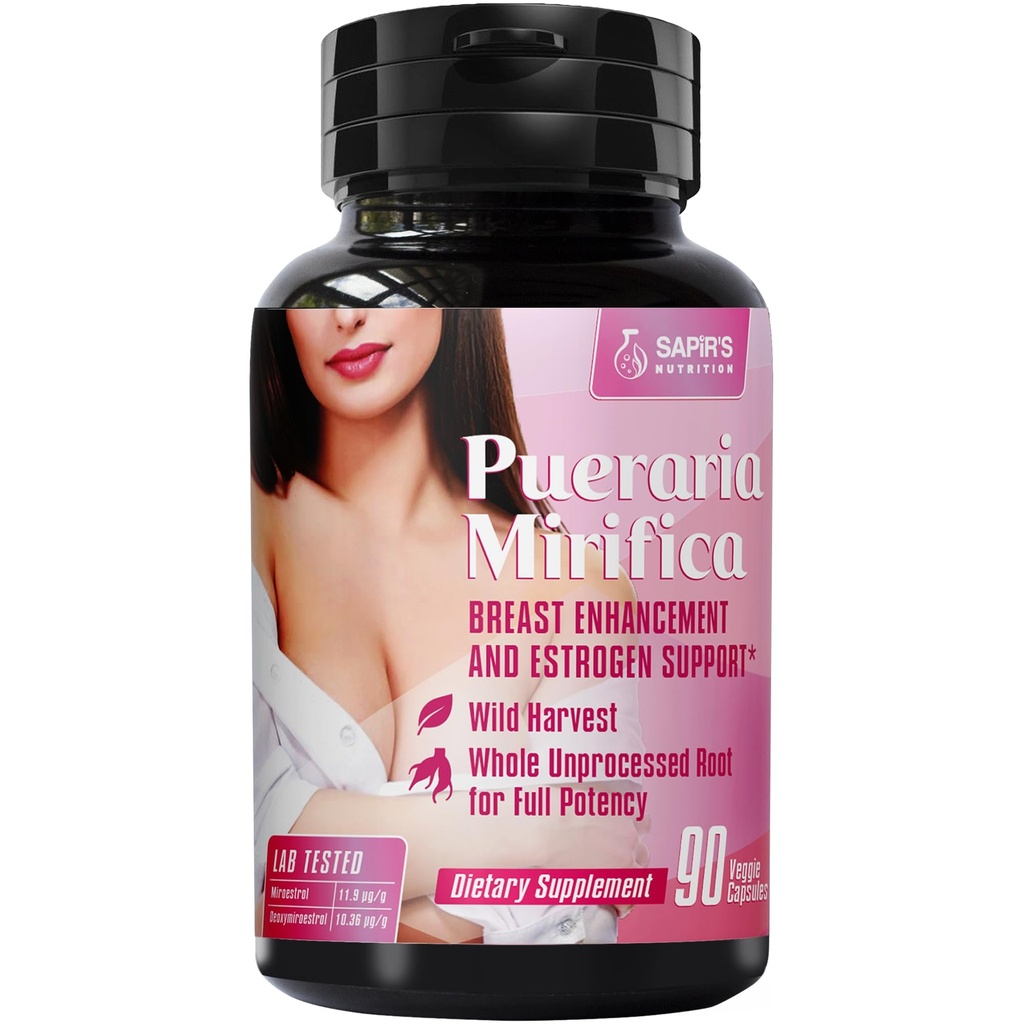 Pueraria Mirifica kapslid 2000 mg päevas - Rindade suurendamise pillid ja östrogeeni täiendus naistele ja meestele, rindade suurendamise pillid naistele ja transseksuaalidele - Rindade kasvu suurendamine