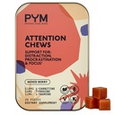 PYM Tähelepanu Chews toetust edasilükkamine, fookus ja tootlikkus, 20 Count | 518mg L-karnitiin, 54mg Tyrosine, 11mg L-Taurine, Kofeiinivaba | All Natural Mood Boost Supplement Made in USA
