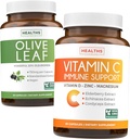Säästa $ 4 (12% maha) - Taimne immuunpakett - Olive Leaf Extract (Non-GMO) Super Tugevus: 20% Oleuropein 750mg korgid ja immuunsüsteemi tugi - C-vitamiin tsink, D-vitamiin, Elderberry & Echinacea (Non-GMO)