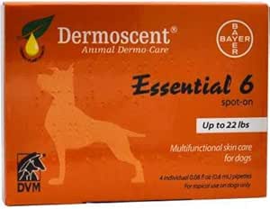Bayer Dermoscent 6 Spot on nahahooldus väikestele koertele kuni 22 naela kalaõli toidulisandeid