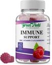 Greenfield Nutritions Halal Immune Support Elderberry Gummies täiskasvanutele - toetab teie immuunsüsteemi loomulikult koos halal tsingi ja C-vitamiini kummiga - 60 maitsvat segatud marjakummid Halal vitamiinid