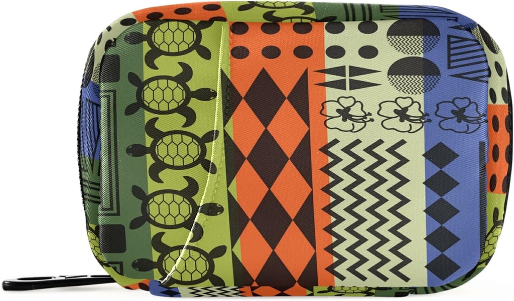 Triibuline Aloha Turtle Pill Box 7 päeva Pill Case Travel Pill Korraldaja kott Zipper Portable Weekly Case Compact Suurus Vitamiini täienduse hoidja