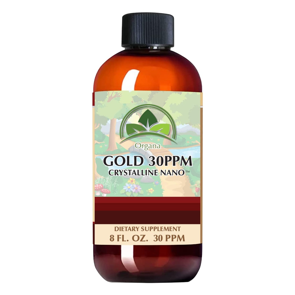 Organa Pure Kristalliline Vedel Kullalisand - 30 PPM - Kolloidmineraalid 8 Ounce