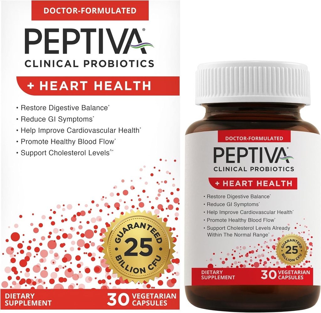 Peptiva probiootikumid Südame tervis - Südame tervise tugisammas, 25 miljardit CFU, mitmetüveline probiootikum, Lactobacillus Acidophilus, Bifidobacterium, seedetrakti tugi - 30 taimetervist