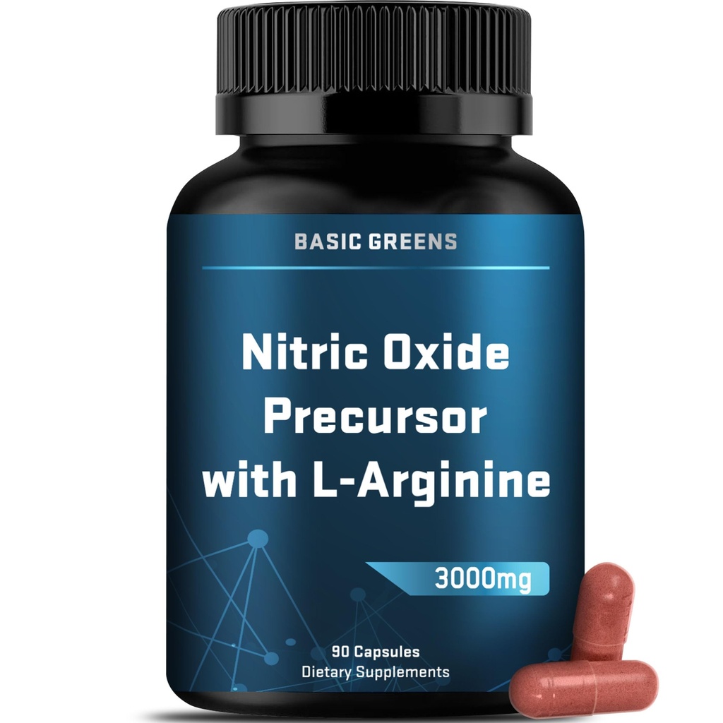 L-arginiin 3000mg lämmastikoksiidi lisand meestele ja naistele - GMO-vaba vegankapslid peedijuurega ringluseks, vastupidavuseks, energiaks, vastupidavuseks, jõudluseks ja treeninguks - 90 kapslit
