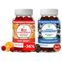 Lunakai vitamiin B12 ja Elderberry Gummies Bundle - 3000 mcg Gummy täiskasvanutele Energiatoetus ja luude tervis - Immuunsüsteemi tugilisa tsingi ja C-vitamiiniga
