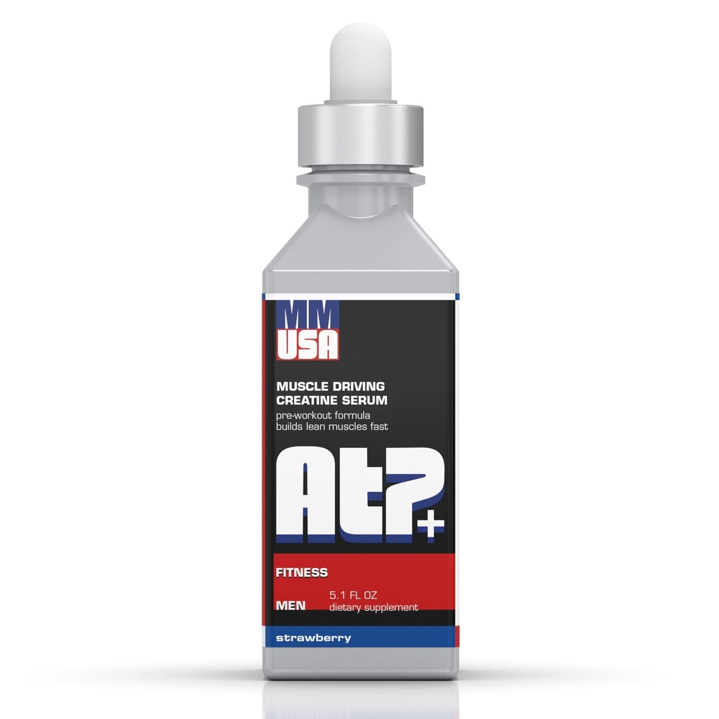 MMUSA ATP+ meestele Pre-Workout Kreatiin Seerum. Kiire energia, jõud, tugevus ja vastupidavus. Suurendab lihaste kasvu, kulturismi jõudlust. koos aminohapete ja glükoosamiiniga. Maasikas, 5.1 Fl Oz