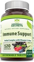 Taimsed saladused Immuuntugi C-vitamiini ja leedrimarjaga | Berry Maitse närimistabletid | 120 Count | Mitte-GMO | Glute-free | Valmistatud USA-s