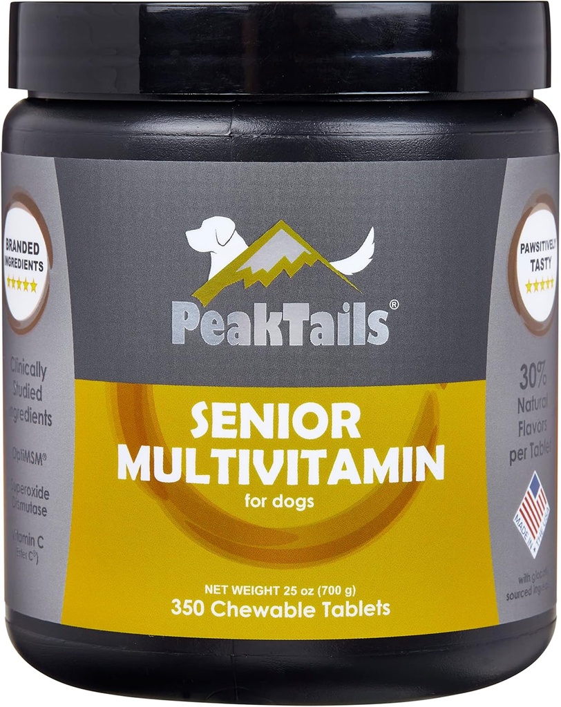 Vanemad multivitamiinid koertele - 350 närimistabletti MSM-iga, superoksiiddismutaas