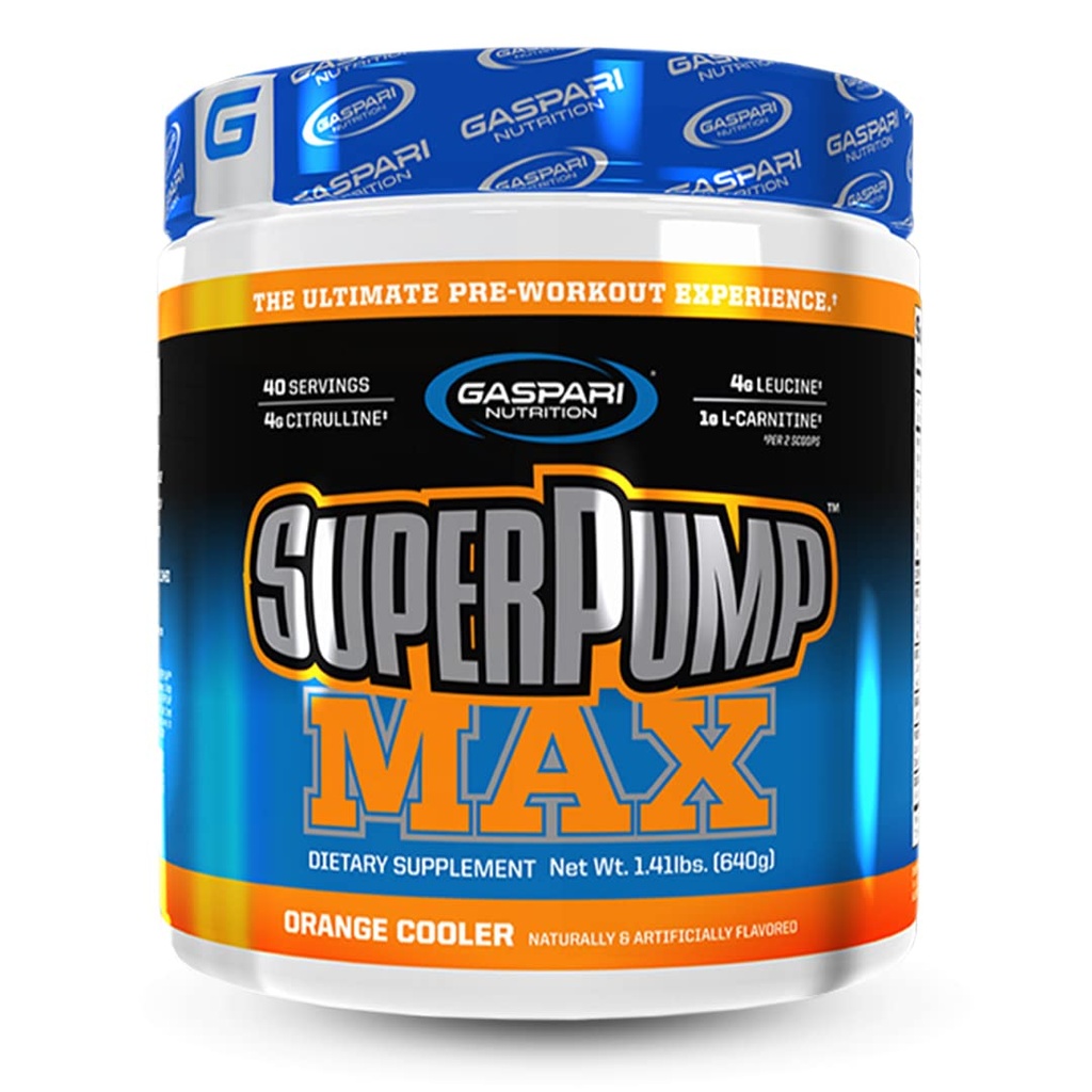 Gaspari Nutrition SuperPump MAX, Ultimate Pre Workout Pulber, Jätkusuutlik Energia Preworkout, Lämmastikoksiidi Booster, Lihaste Kasvu, Taastamise Ja Replenishes Elektrolüüdid (40 Serving, Orange Cooler)