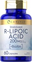 Carlyle R- lipoic Acid 200mg | 60 kapslit | Stabiliseeritud RLA biotiiniga | Non- GMO, Gluteenivaba