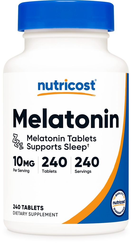 Nutrikost melatoniin 10mg, 240 tabletti - 10mg per Serving, mitte-GMO, gluteenivaba
