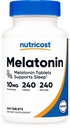 Nutrikost melatoniin 10mg, 240 tabletti - 10mg per Serving, mitte-GMO, gluteenivaba
