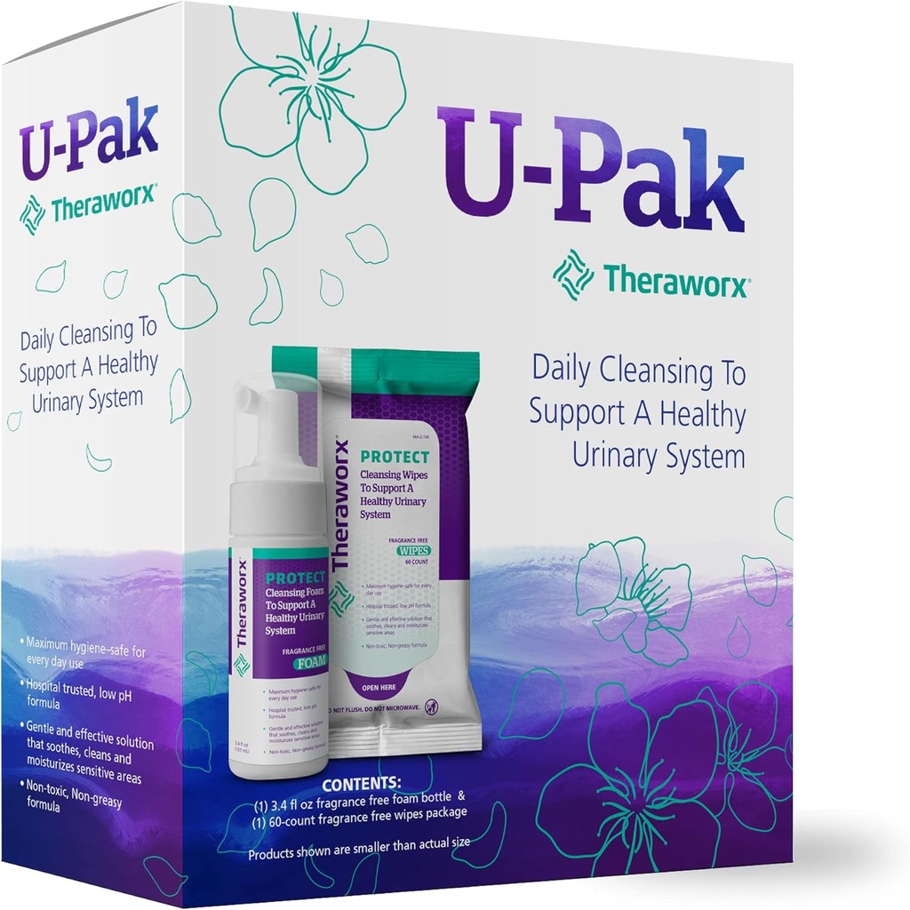 Theraworx Kaitske U-Pak 60-Ct pühkida ja hügieeni vaht 3,4 oz kuseteede tervis (Pakk 1)