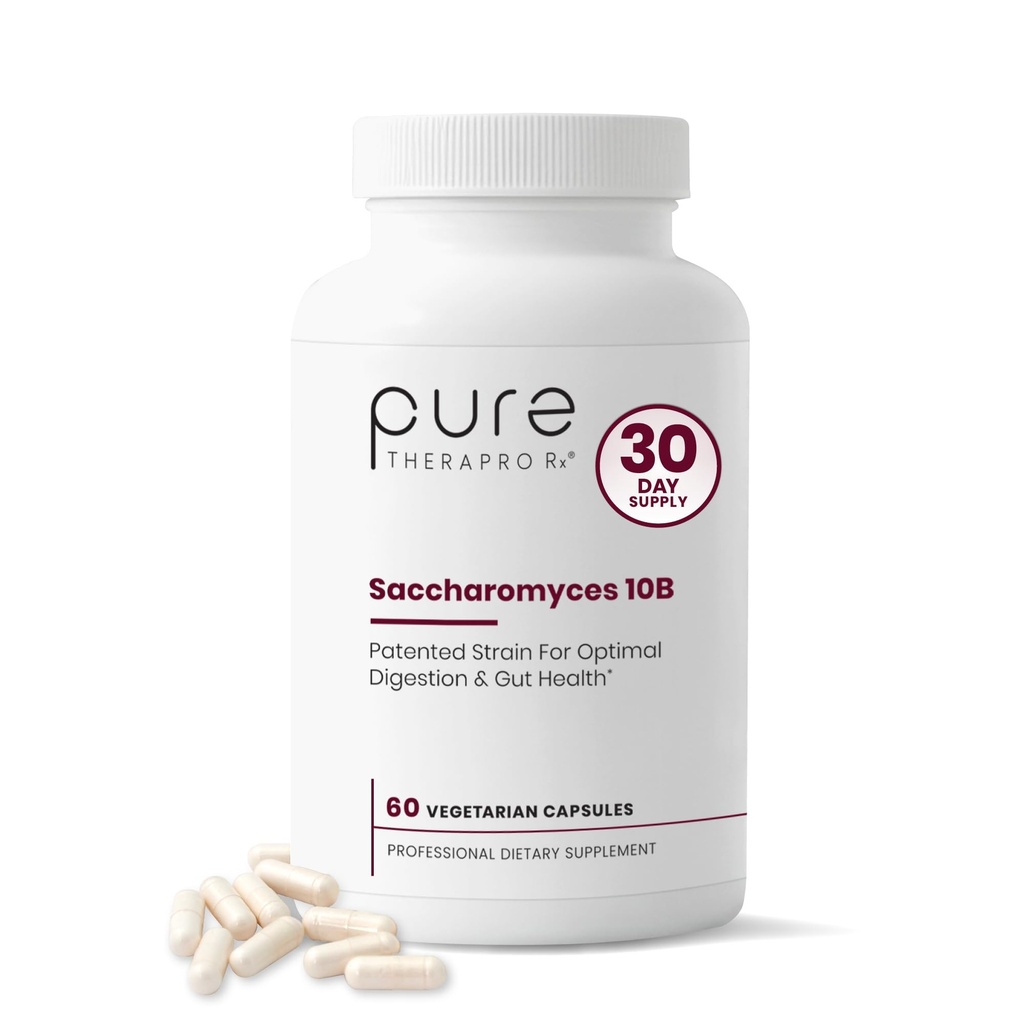 Saccharomyces Boulardii probiootikumid 10 miljardit CFU - valmistatud USA-s | Ei täiteaineid, patenteeritud tüvi: Lynside CNCM I-3799 Probiootikumid meestele ja naistele | Pure TheraPro Rx - 60 kapslit