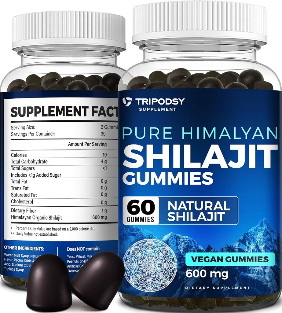 Puhas Himaalaja orgaaniline Shilajit Gummies - võimas Shilajit vaigu lisand meestele ja naistele - 100% looduslik koos 90+ jälje mineraalidega - Suurendage energiat, elujõudu ja immuunsust - 60 Gummies